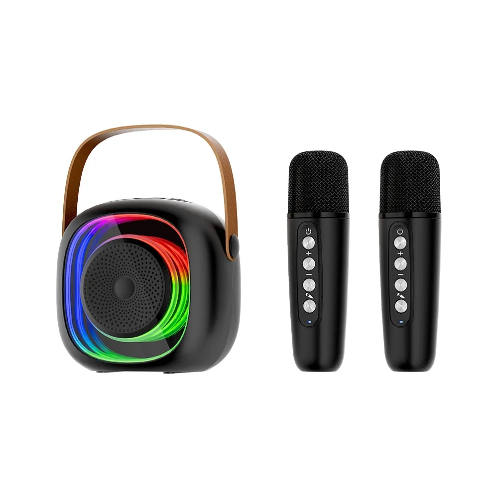 Caixa de Som Bluetooth , Equipada com 2 Microfones, Pode Ser Usada como Máquina de Karaokê. MDUG (preta)