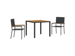 Maison Exclusive - Conjunto De Jantar Para Jardim 3 Pcs Preto Vime Pe