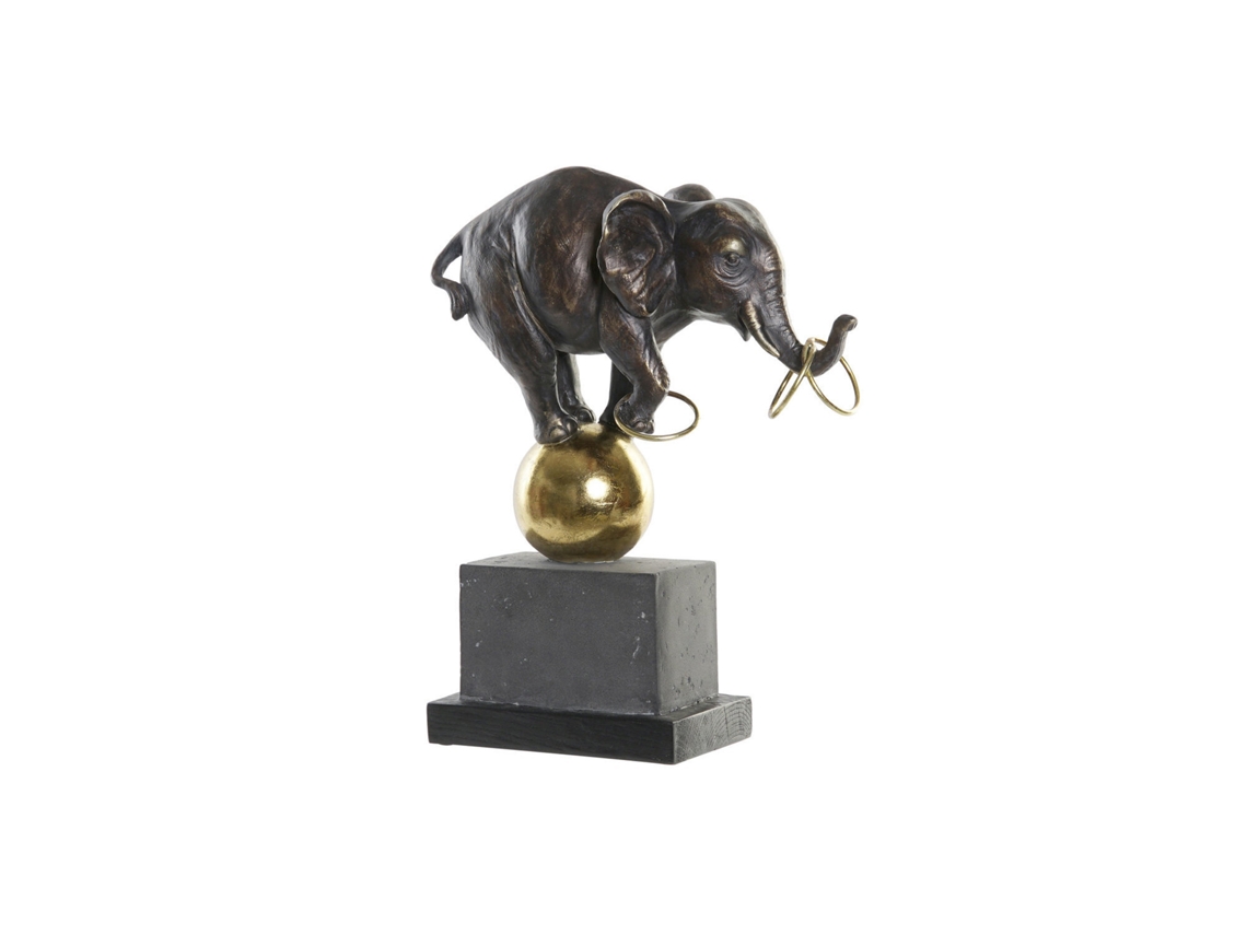 Estatueta de Elefante Preto em Resina e Metal, 31x13x41cm ALEXANDRA HOUSE LIVING