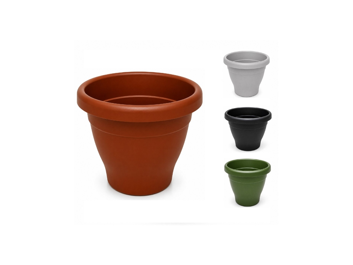 Maceta Mediterranea Circular De Plástico Para Plantas Y Flores | Drenaje Incorporados Teja 50 Cm