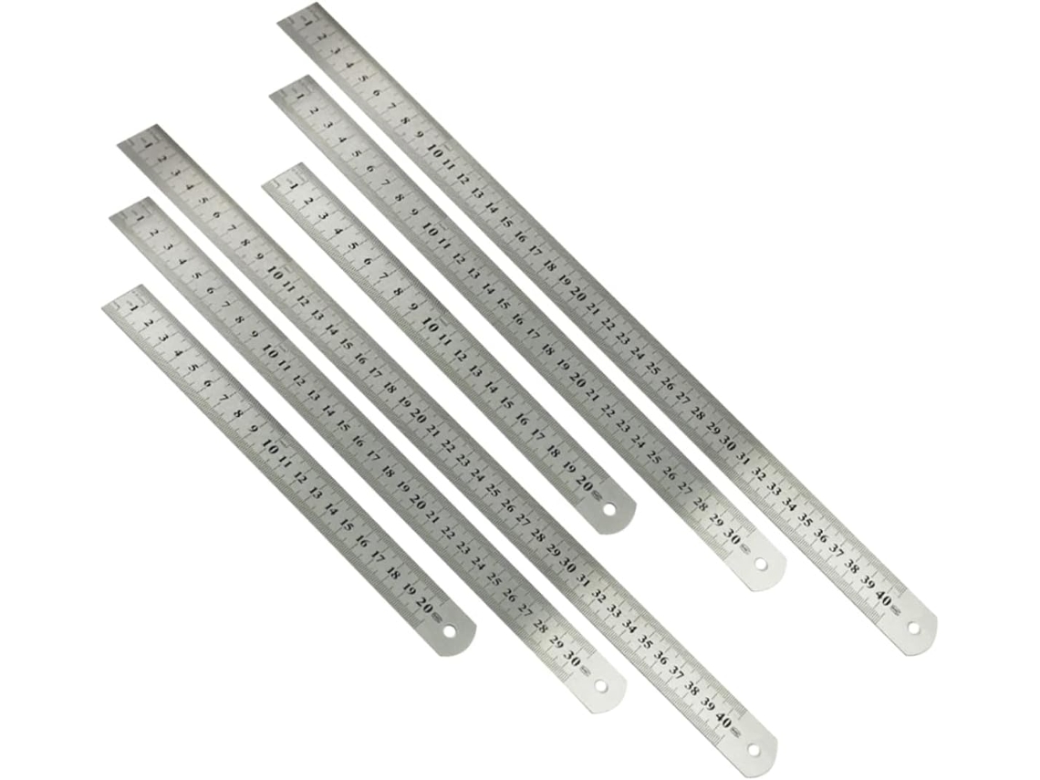 Conjunto De 6 Réguas De Metal Em Aço Inoxidável, Com Escala Precisa E