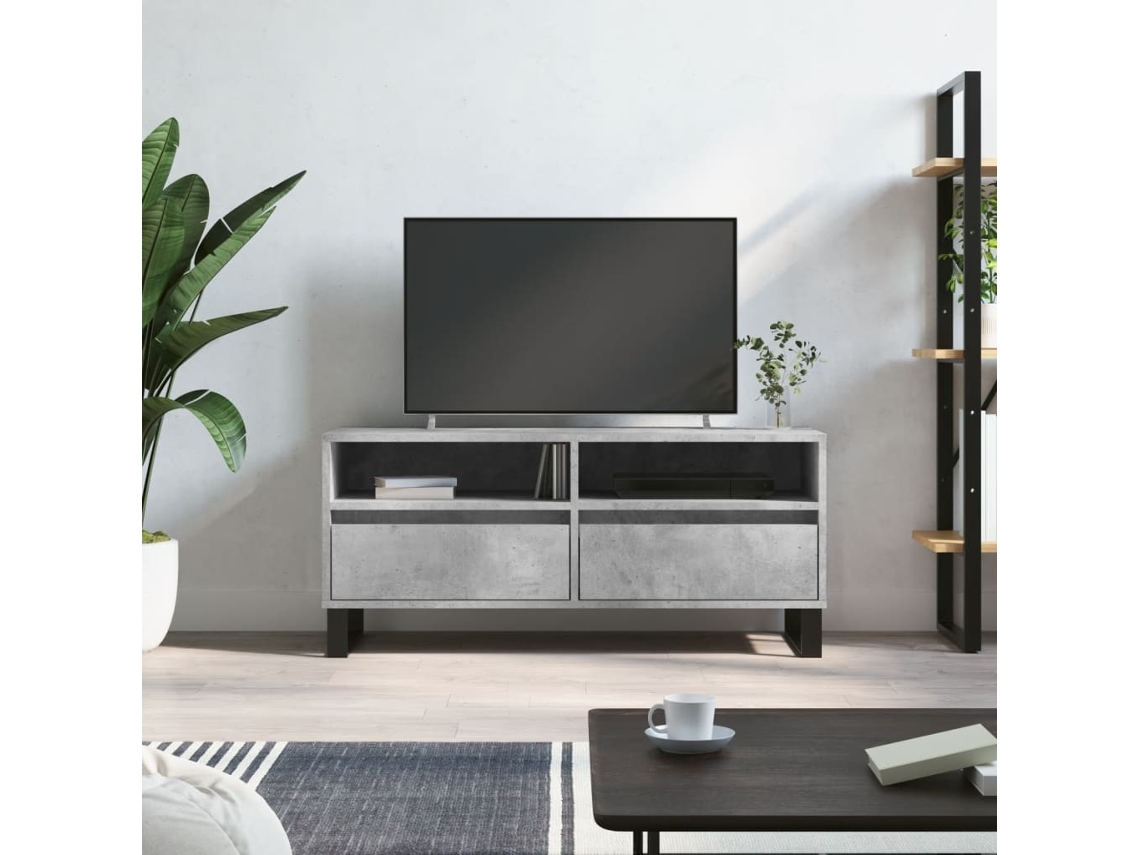 Vidaxl Móvel P/ Tv 100x34,5x44,5cm Derivados de Madeira Cinza Cimento