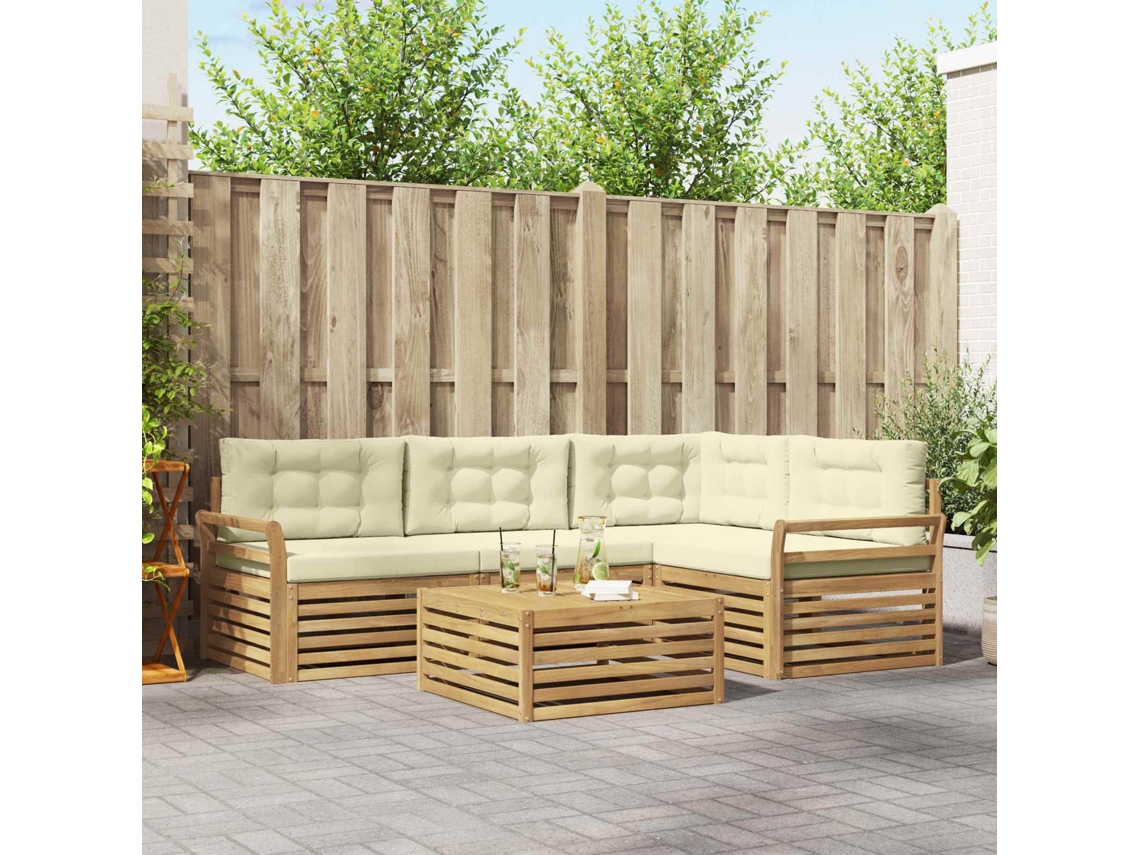 Vidaxl Conjunto De Sofás Para Exterior 5 Unid. Branco E Creme