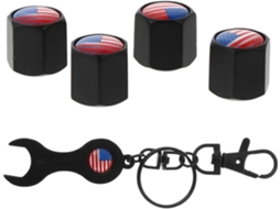 Conjunto De 5 Tampas De Válvula De Pneu Em Liga Metálica Preta Para Carro.