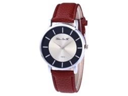 Relógio de pulso masculino de quartzo com pulseira de PU, mostrador redondo, estilo moderno (marrom)