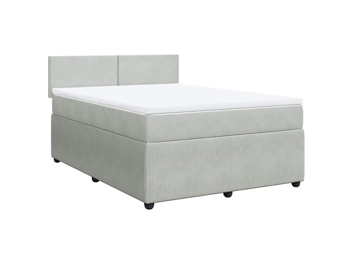 Cama com Molas e Colchão Veludo Cinzento Claro MAISON EXCLUSIVE (140x190 cm)