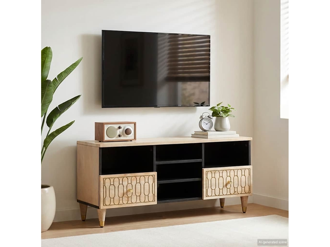 Vidaxl Móvel De Tv 100x33x46 Cm Madeira De Mangueira Maciça