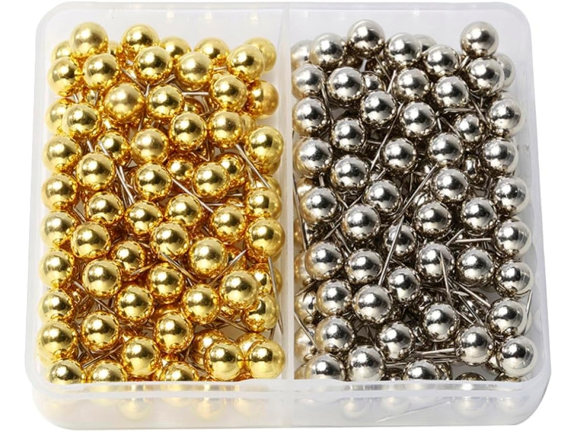200 Tachinas em estojo transparente, cabeça redonda de 6 mm, fáceis de usar e reutilizar, tachinas de metal para