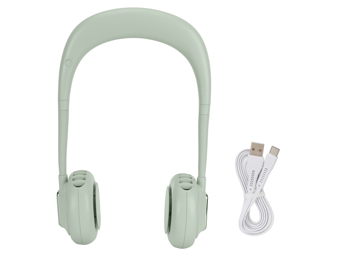 Ventilador Portátil de Pescoço Mão Livre Mini 3 Velocidades Carregamento Usb Verde | S/MARCA