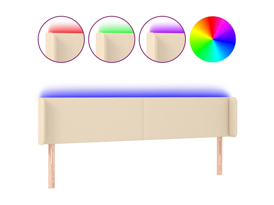 Cabeceira de Cama com Luzes Led Tecido Cor Creme MAISON EXCLUSIVE (183x16x78 cm)
