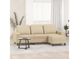 Sofá De 3 Lugares Com Apoio De Pés 180 Cm Tecido Cor Creme Lovely Home