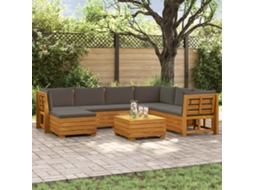 Vidaxl 8 Unid. Conjunto De Sofás Para Exterior Castanho