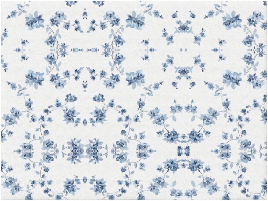 Manta de Flanela Macia e Quente com Estampa Floral Rosas Azul 127 X 101 6 Cm, Macio, Quente, Ideal para Quarto