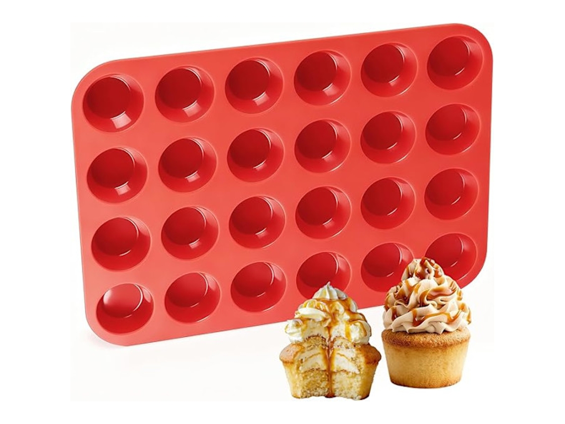 Forma De Silicone Para Mini Panquecas Caketime Com 24 Cavidades, Antiaderente E Própria Alimentos. Conjunto 1 Peça.