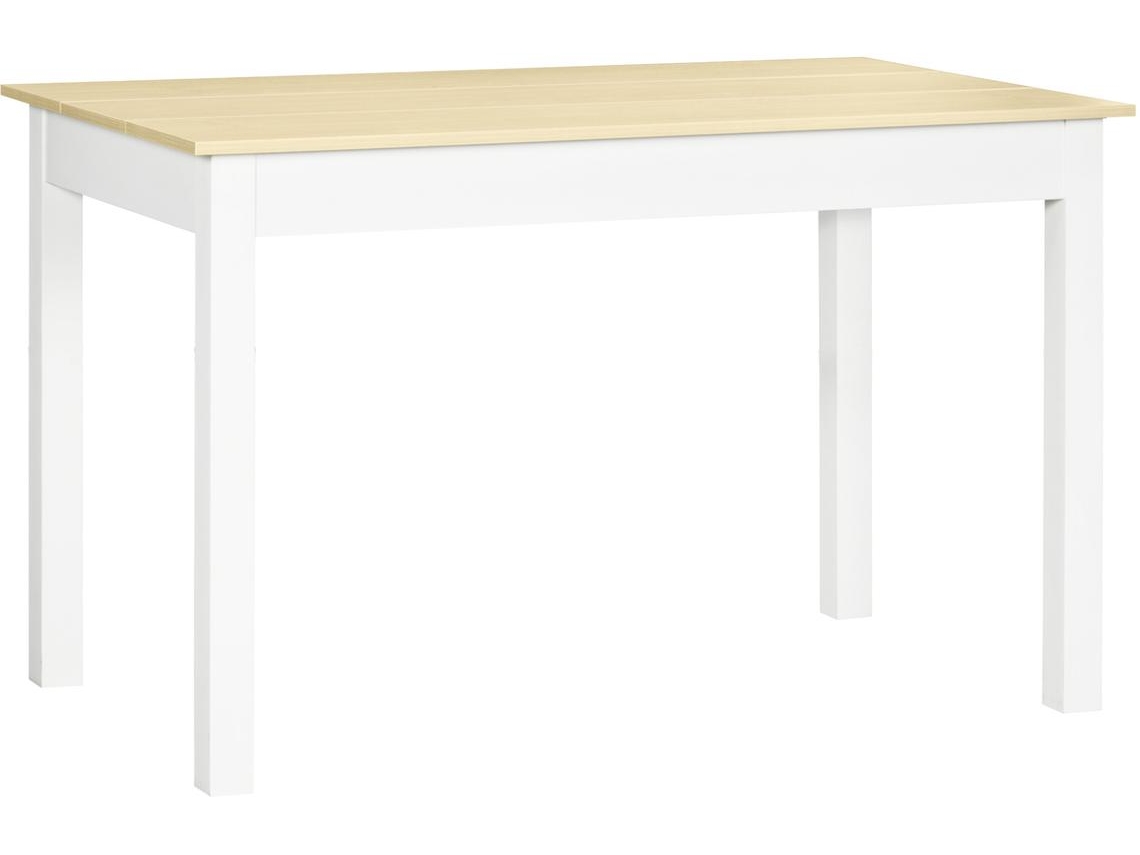 Mesa de Sala de Jantar Melamina de Madeira Cor Branco e Madeira 119x70x76 cm Homcom