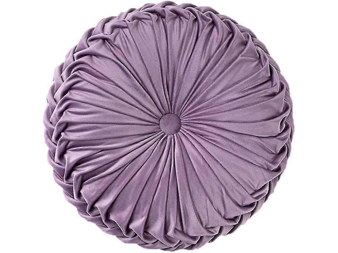 Almohada Redonda De Terciopelo Para Hogar Decoración Almohadón Plisado Para Sofá Silla Cama Carro Lavanda
