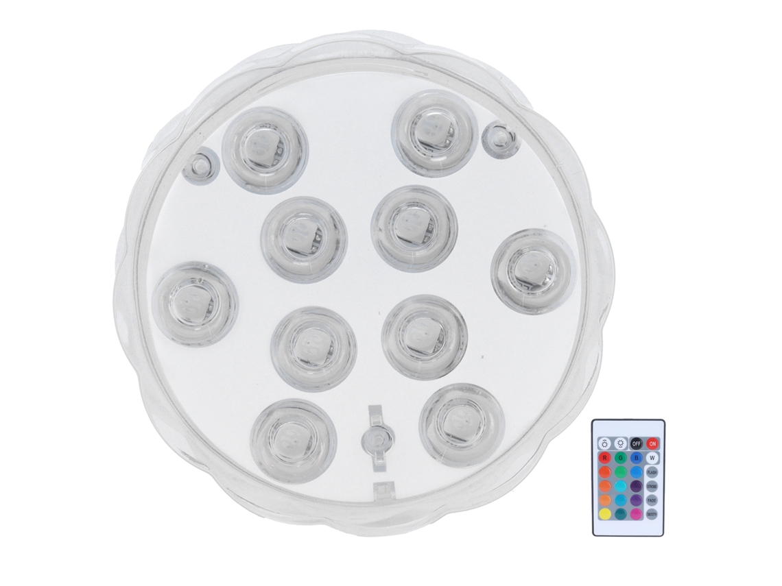 Lâmpada Subaquática LED RGB 16 Cores 10 Pérolas Controle Remoto | S/MARCA