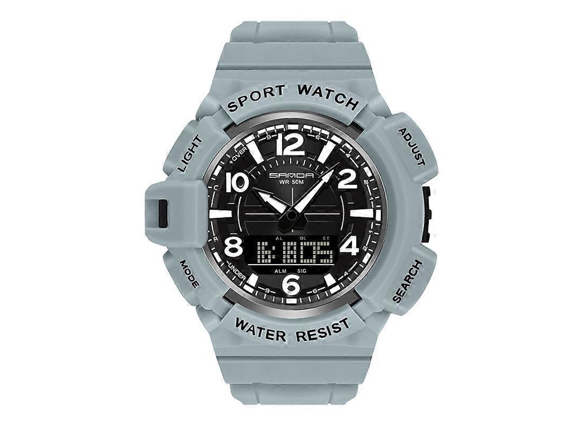 Sanda 3101 Relógio Eletrônico Masculino com Mostrador Duplo e Temporizador Luminoso Hengrongshen