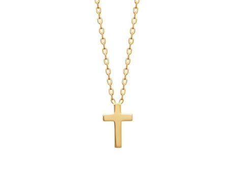 Colar Brillaxis Pendente Cruz Cristã Banho De Ouro Amarelo 45 Cm