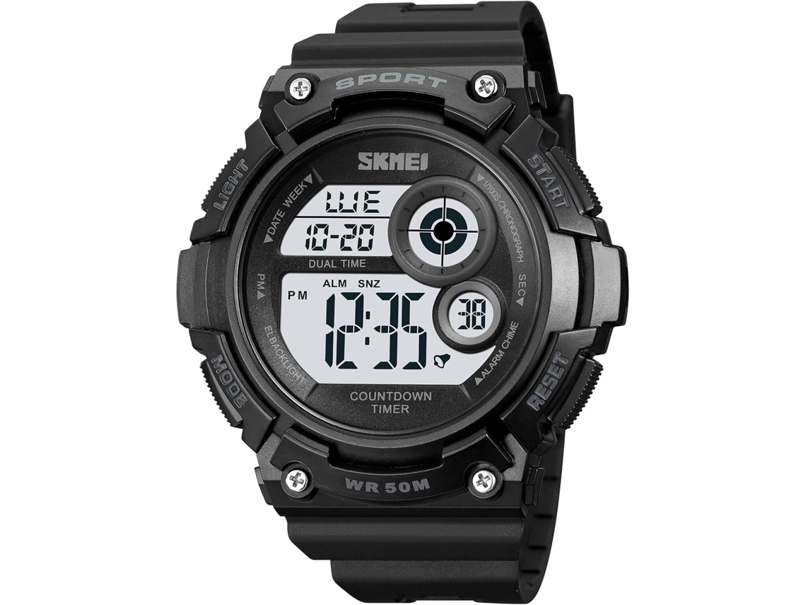 Lurelia Relógio Digital Desportivo, Cronómetro, Alarme, Data/calendário, 12/24h, Resina, Abs, Resistente À Água 50m, Preto, Branco