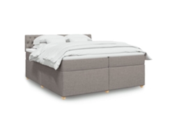 Vidaxl Cama Com Molas/colchão 200x200 Cm Tecido Castanho-acinzentado