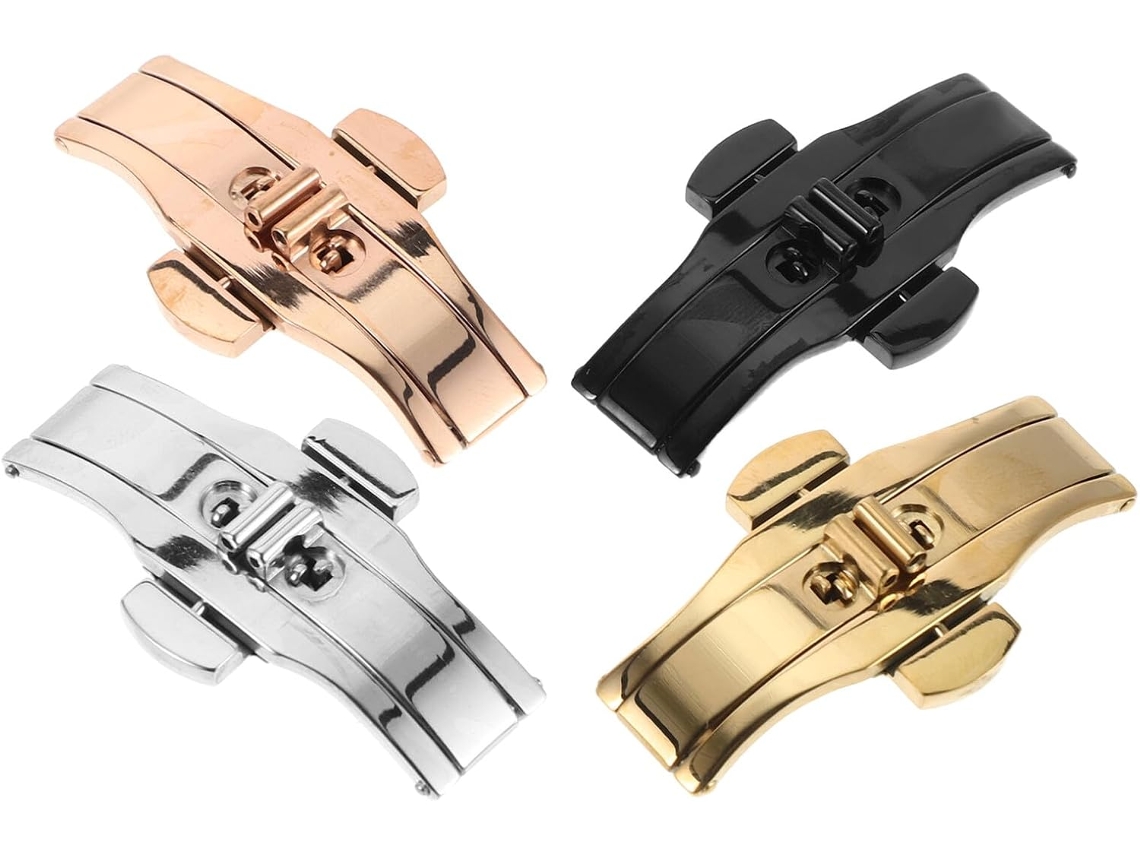 Conjunto De 4 Pulseiras Relógio Em Aço Inoxidável Com Fecho Dobrável