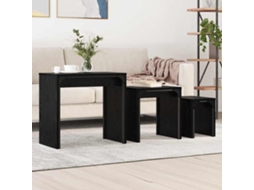 Vidaxl Mesa De Centro 3 Unid. Carvalho Preto 60 X 35 X 56 Cm