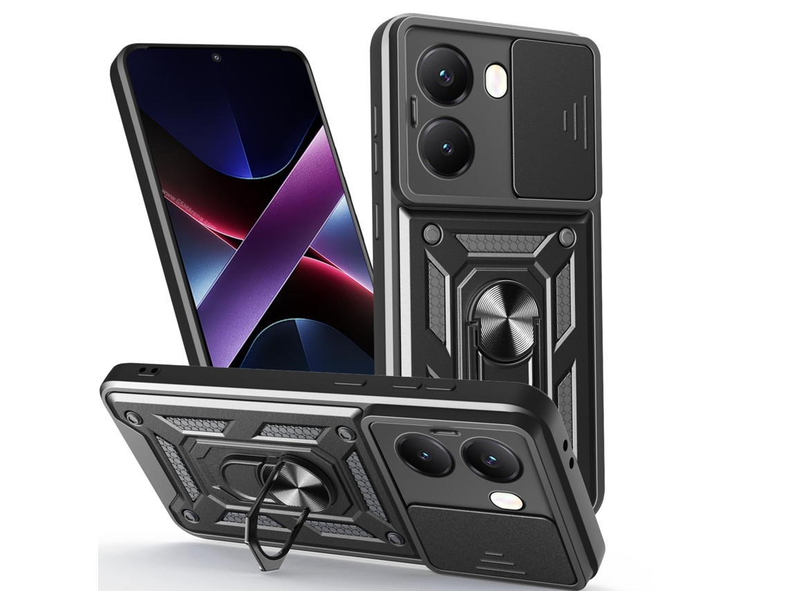 Capa Para Xiaomi Poco X7 , Com Proteção Deslizante Para A Lente Da Câmara Preto Panoona
