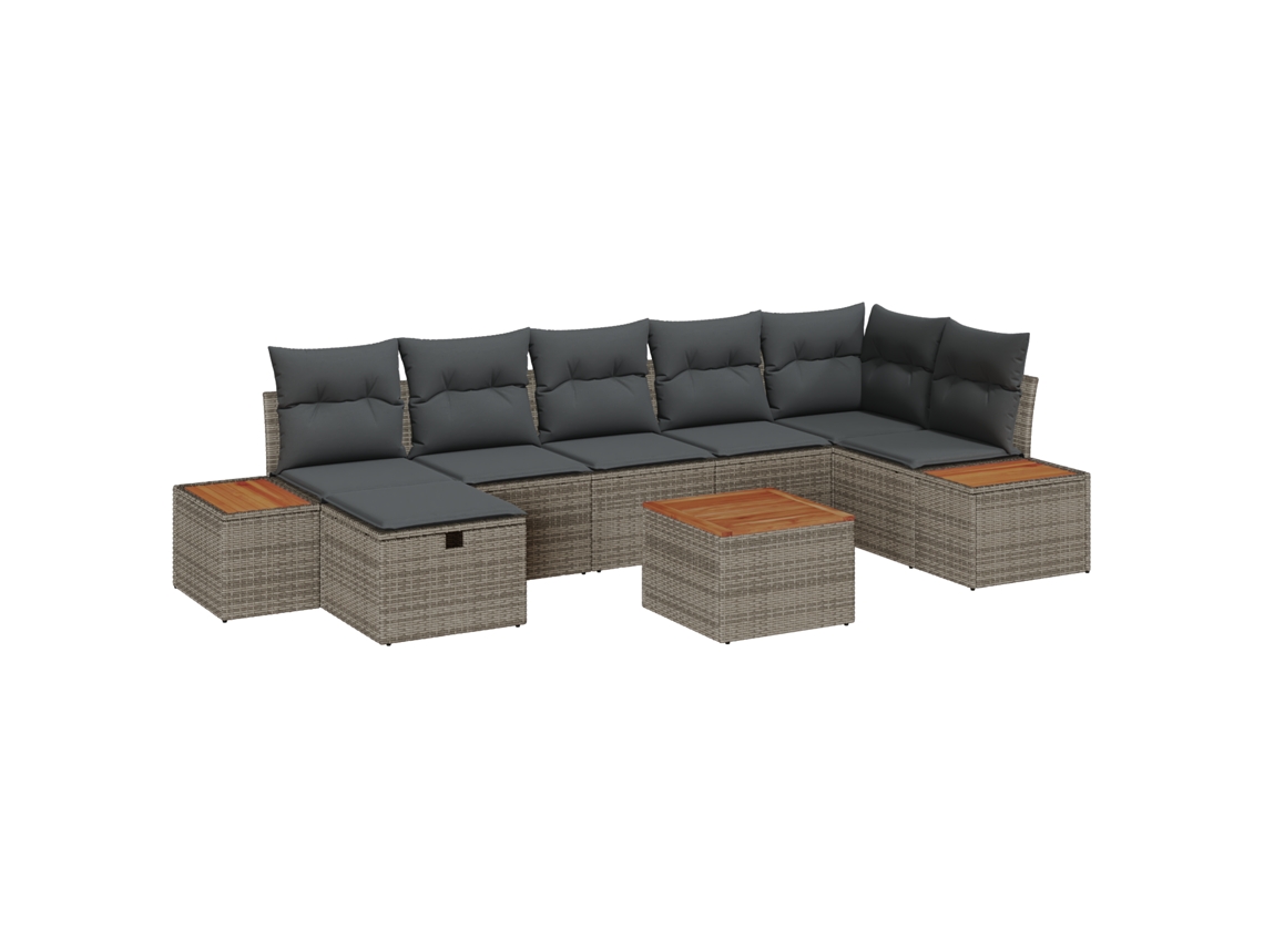 Conjunto 8 Móveis Para Exterior Vidaxl Cinzento Vime Pe (55 X 55 X 37 Cm)