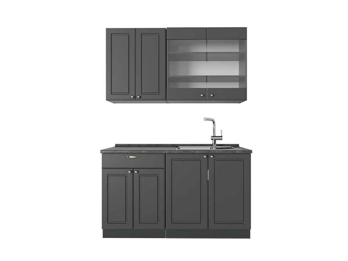 Cozinha Fame Line, 140cm Sem Pt, Anthrazit Dourado Landhaus, Antracite, Vicco