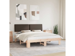 Vidaxl Estrutura De Cama Com Cabeceira Estofada Cinzento-acastanhado