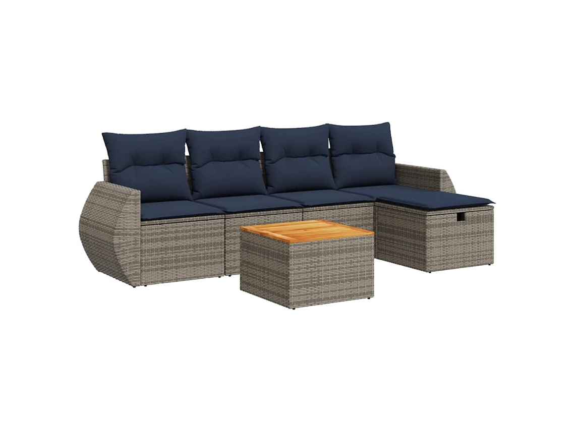 Conjunto 1 Conjunto De Sofás De Jardim Vidaxl Cinzeto Vime Pe
