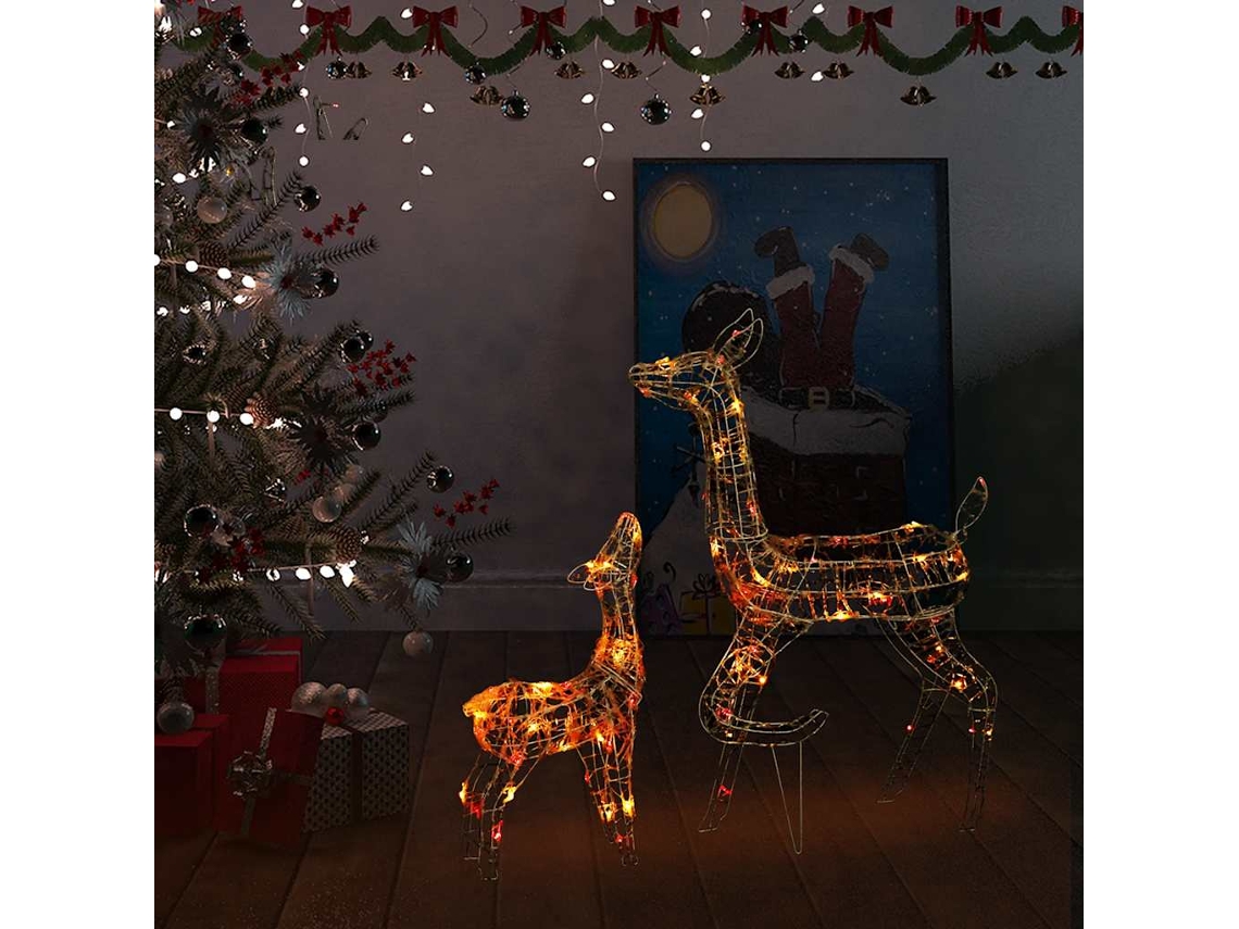 Vidaxl Família De Renas Decorativa 160 Luzes Led Coloridas Acrílico