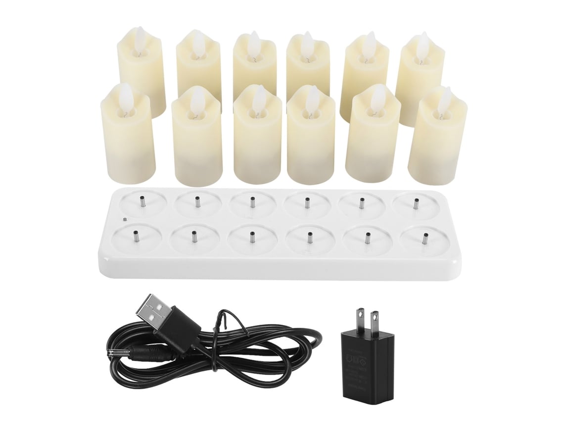 Velas led sem chama decorativas para casamento, festas e casa com carregamento usb | S/MARCA