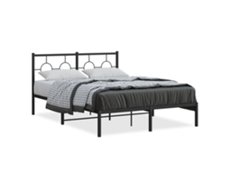 Estrutura de Cama com Cabeceira Metal Preto MAISON EXCLUSIVE 135x190 cm