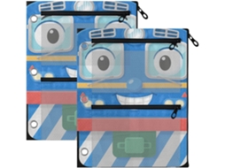 Pasta Com Zíper De 3 Selos Desenho Trem Azul Fofo