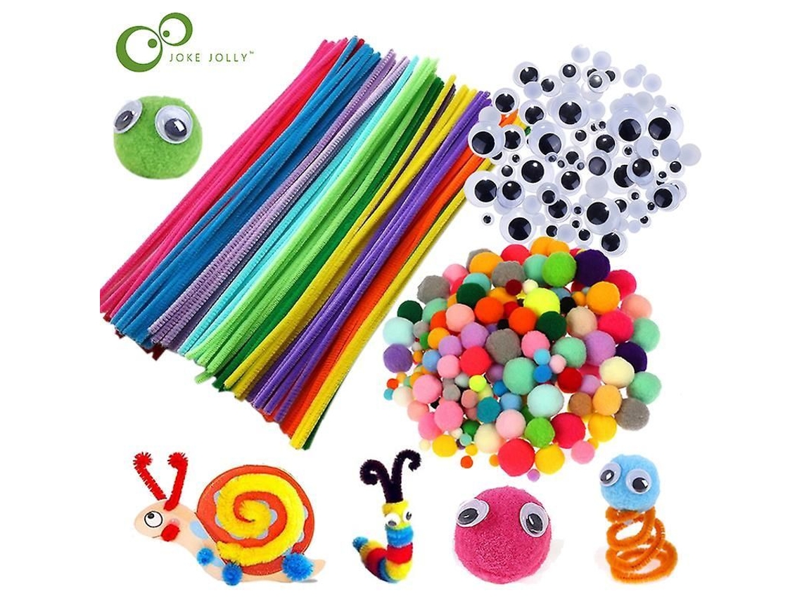 2026 varillas de Limpieza de Caños, Tallos de Chenille para Manualidades Con 100 Pompones Y 60 Ojos, Materiales para Arte Y Manualidades