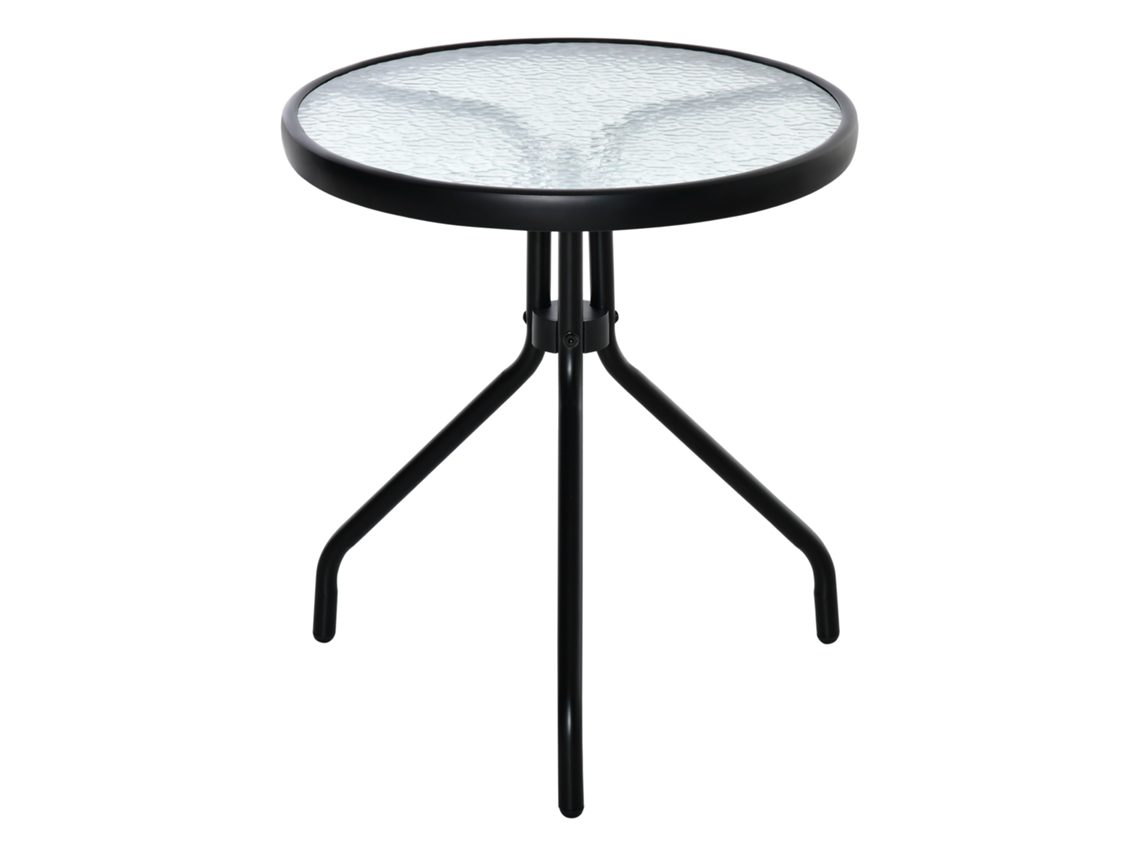 Mesa Bistrô Centro Redonda, Vidro Temperado, Metal Epóxi, Ø50x55cm, Preta. ZENCORE SERVICES