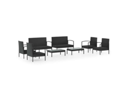 Maison Exclusive - 8 Pcs Conjunto Lounge De Jardim C/ Almofadões Vime Pe Preto