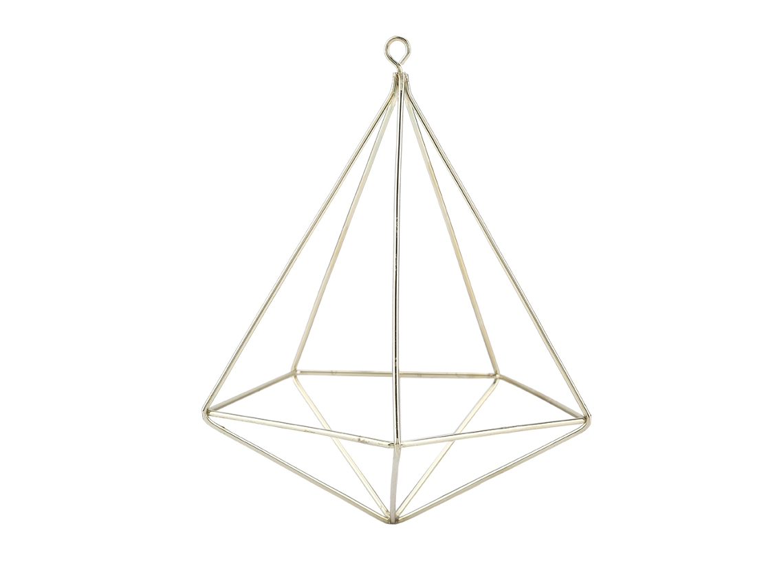 Suporte De Planta Geométrico Pendente Dourado Imitado