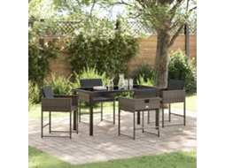 Vidaxl Conjunto De Jantar Para Jardim 5 Unid. Cinzeto Vime Pe