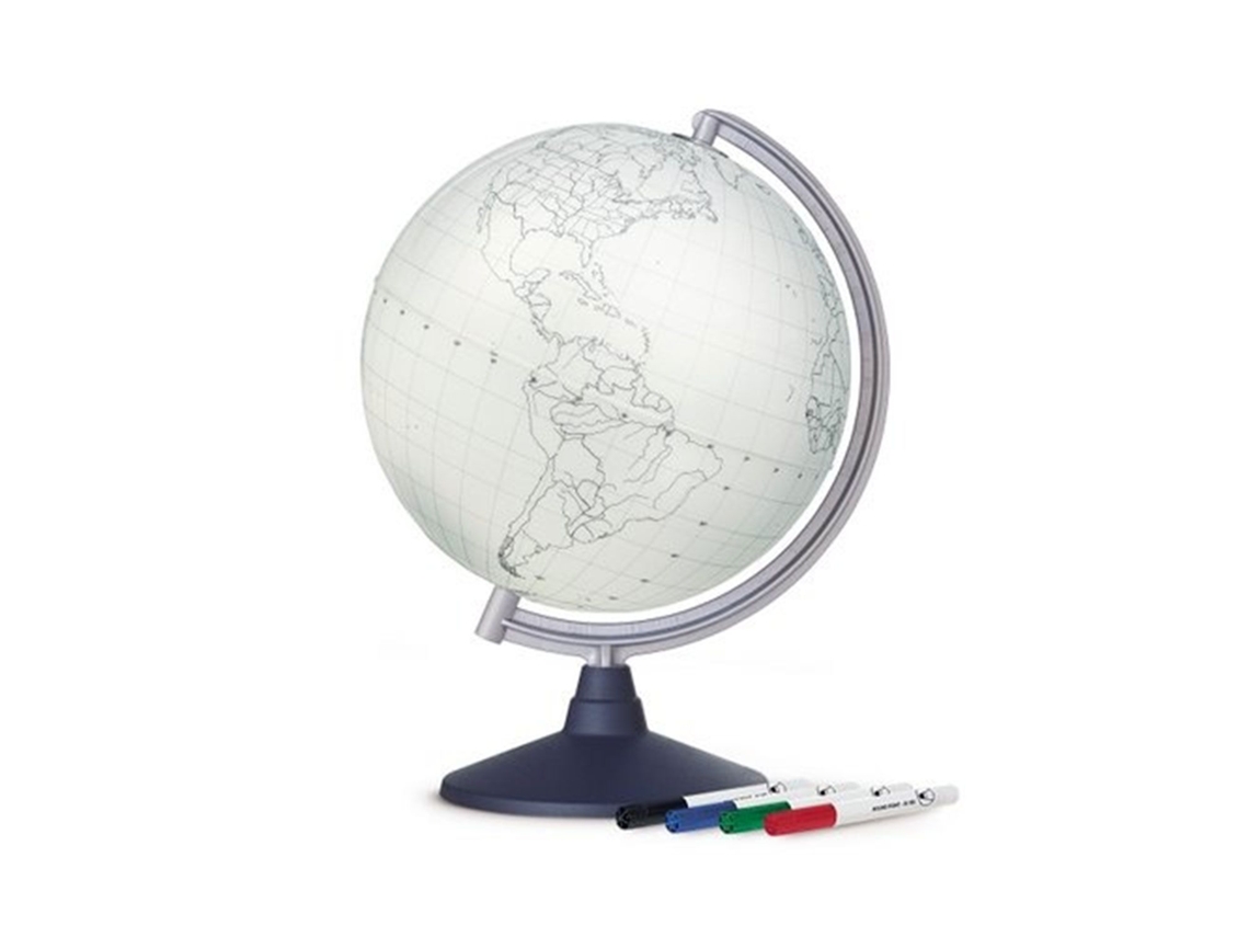 Globo terrestre interativo apagável Ø 30 cm - Branco para colorir Tecnodidattica