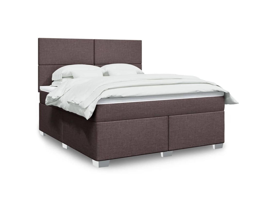 Vidaxl Cama Com Molas/colchão 180x200 Cm Tecido Castanho-escuro