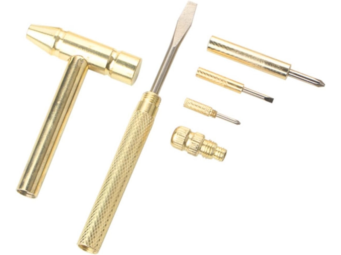 Martelo Multifuncional De Cobre Banhado A Ouro Com Chaves Fenda Integradas, Compacto E Durável Para Reparos Domésticos