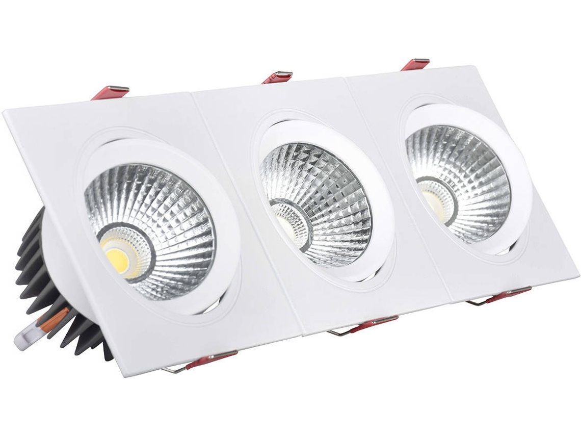 Foco Downlight LED Retangular Triplo PRISMICA New Madison 30W Branco Neutro