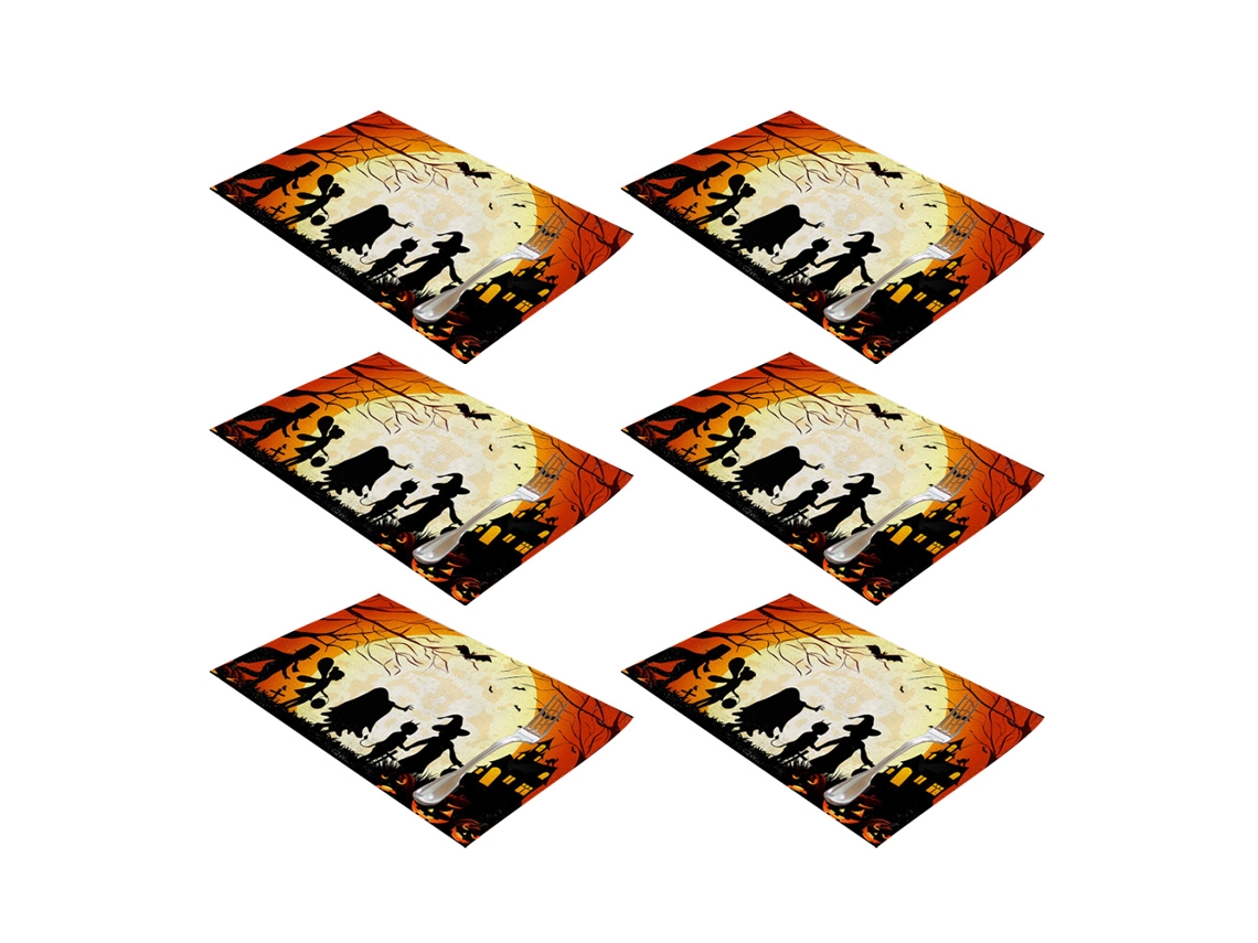 6Pcs Jogo Americano de Halloween Jogo de Mesa Jack-O'-Lantern Estilo de Decoração de Mesa1 ZMDECQNA