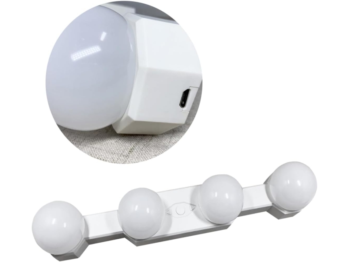 Luminária de Maquiagem Led com Ventosa, 4 Lâmpadas, Iluminação Portátil para Banheiro, Sem Necessidade de Furar. SFUSHOS