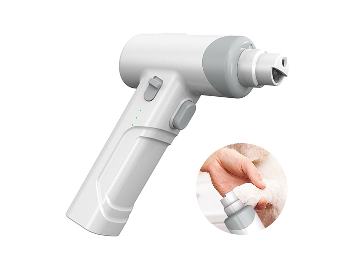 Lixa Unhas Pet, lâmpada LED elétrica recarregável via USB, silenciosa e ajustável.