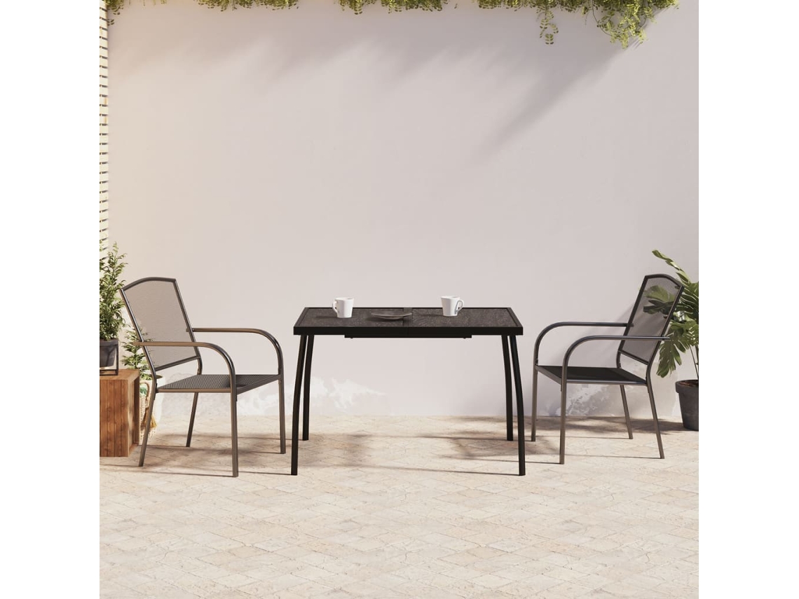 3 Pcs Conjunto De Jantar Para Jardim Aço Antracite Dkd Home Decor