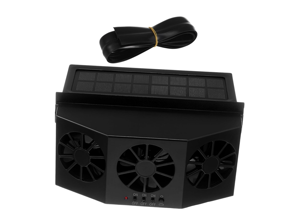 Ventilador Solar Para Carro De 1200mah Com Design Turbina Tripla Extração Ar, Feito De Abs, Ideal Para Férias De Verão